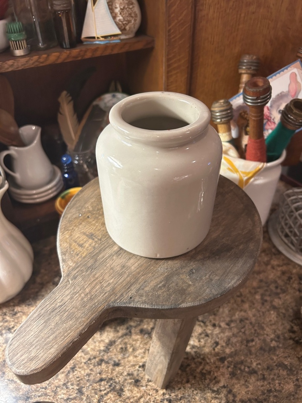 Vintage French Ironstone Mustard Jar